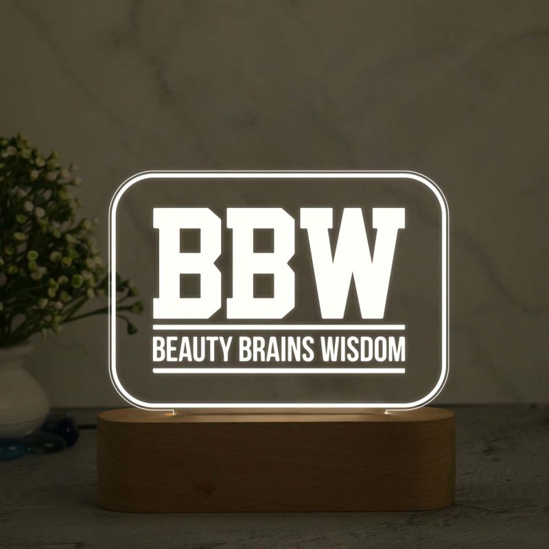 3D Illusion (BBW) Beauty Brains Wisdom Engraved night lamp with Warm White Light Gift for Mom Sister Dadi , Best Gift for Women Day , Appreciation Gifts for Women